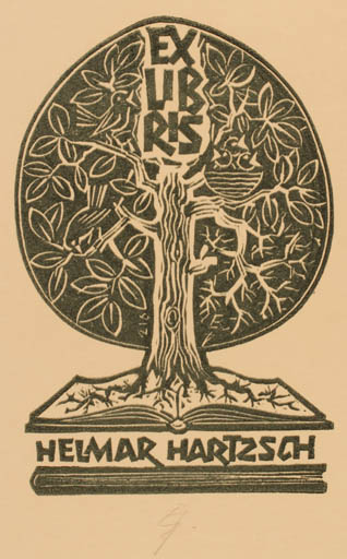 Exlibris by Erhard Zierold from Germany for Helmar Hartzsch - Book Tree 