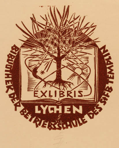 Exlibris by Erhard Zierold from Germany for ? Bibliothek der Betriebsschule des S + FB Templin - Book Tree 