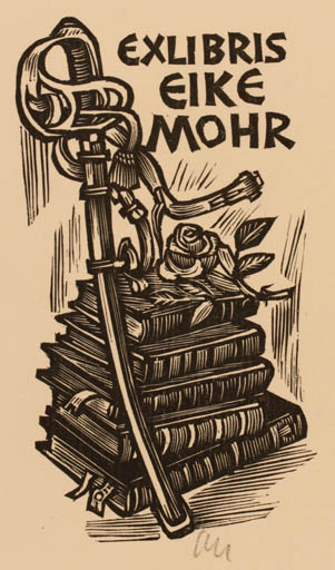 Exlibris by Herbert S. Ott from Germany for Eike Mohr - Book Weapon 