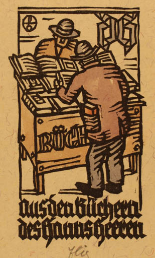 Exlibris by Otto Feil from Austria for Hanns Heeren - Book Man 