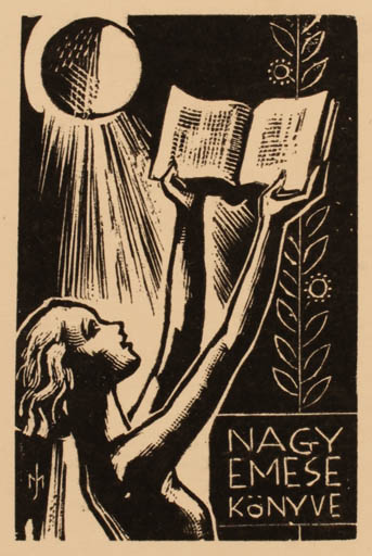 Exlibris by Jozsef Menyhart from Hungary for Emese Nagy - Book Woman 