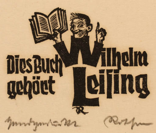 Exlibris by Richard Rother from Germany for Wilhelm Leifing - Book Man 