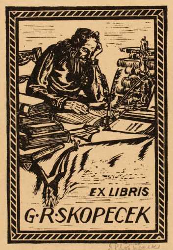 Exlibris by G. R. Skopecek from USA for G. R. Skopecek - Book Man 