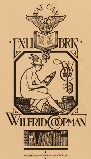 Exlibris by C. Andrè Vlaanderen from Belgium for Wilfrid Coopman - Book Man Nude 