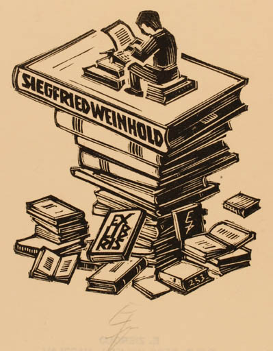 Exlibris by Erhard Zierold from Germany for Siegfried Weinhold - Book Man 