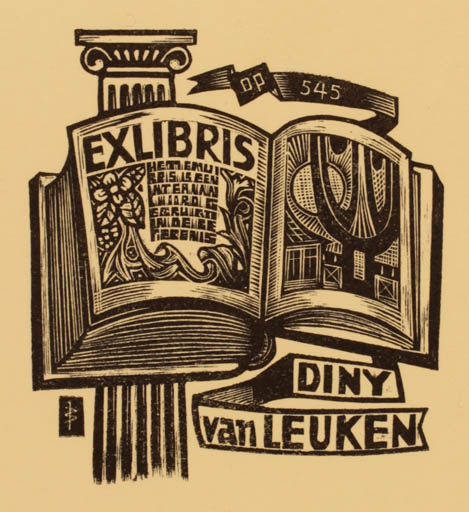 Exlibris by Jan Battermann from Netherland for Diny van Leuken - Book 