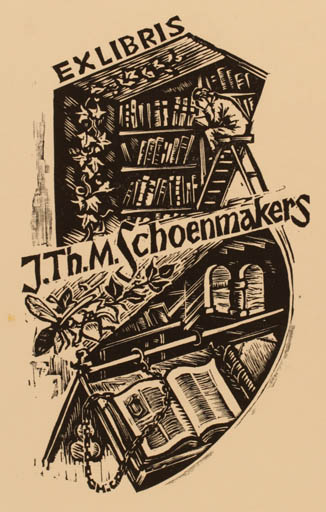 Exlibris by Harry Carvers from Netherland for J. Th. M. Schoenmakers - Book Man 