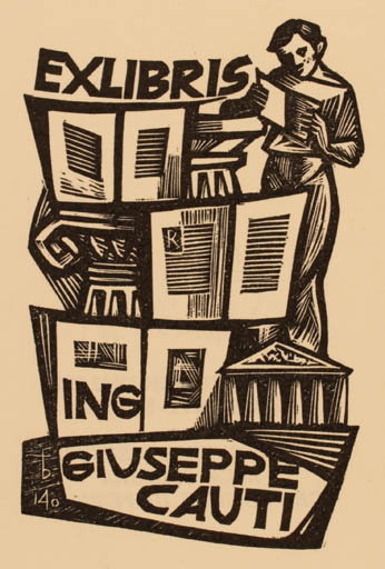 Exlibris by Oriol M. Divi from Spain for Giuseppe Cauti - Book Man 