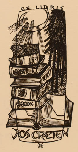 Exlibris by Gerard Gaudaen from Belgium for Jos Creten - Book Forest 