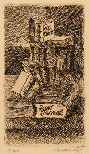 Exlibris by Dobroslav Halata from Czechoslovakia for Josef Fresnak - Book 