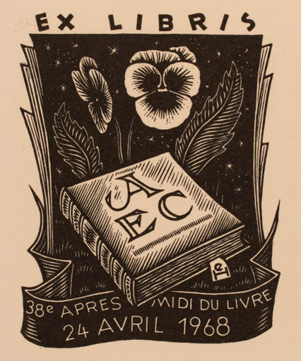 Exlibris by Ernest Huber from France for ? A. E. C. - Flower Book 