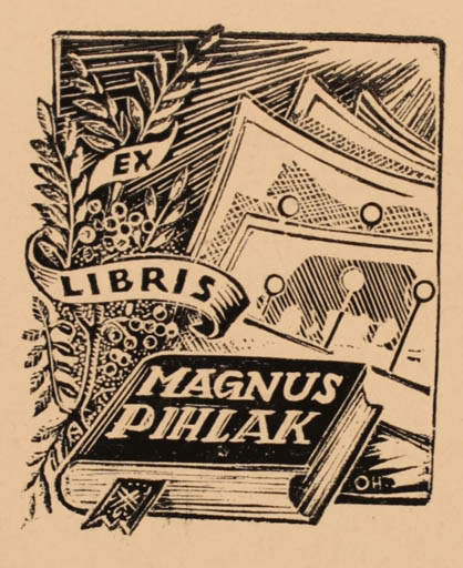 Exlibris by Johannes Juhansoo from Estonia for Magnus Pihlak - Book 