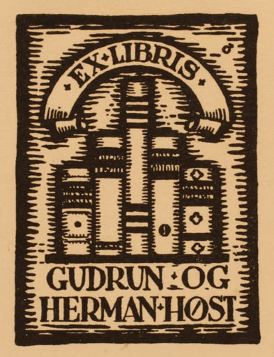 Exlibris by Albert Jaern from Norway for Gudrun og Herman Høst - Book 