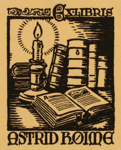 Exlibris by Albert Jaern from Norway for Astrid Højme - Book 