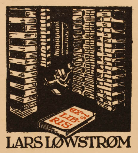 Exlibris by Albert Jaern from Norway for Lars Løvstrøm - Book Man 