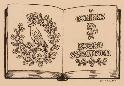 Exlibris by Hans Chr. Hornhaver from Denmark for Kjeld Sørensen - Book 