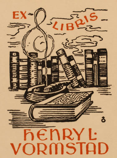 Exlibris by Albert Jaern from Norway for Henry L. Vormstad - Book 