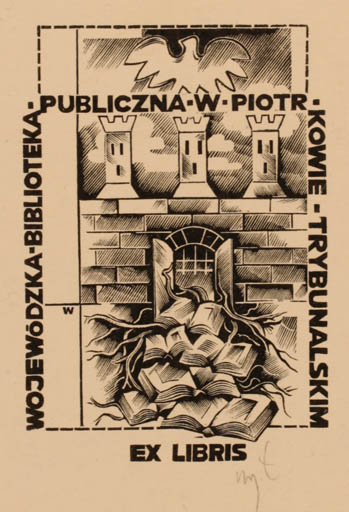 Exlibris by Wojciech Luczak from Poland for ? Folkebiblioteket W. Piotr Kowie Tribunalskim - Book Castle/Palace 