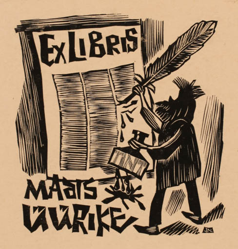 Exlibris by Johann Naha from Germany for ? ? - Book Man 