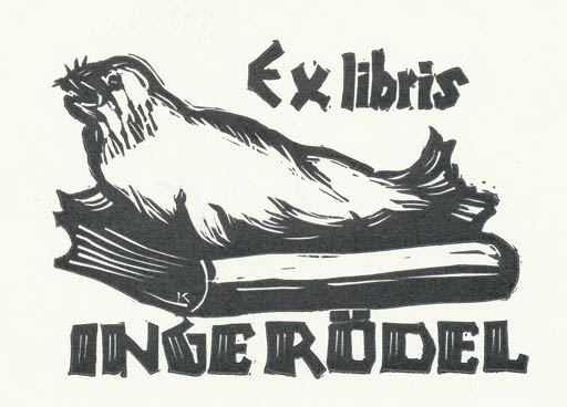 Exlibris by Kàroly Andrusko from Yugoslavia for Inge Rödel - Book 