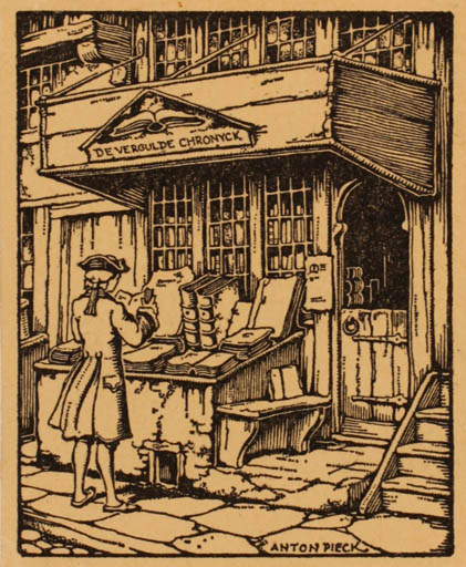 Exlibris by Anton Pieck from Netherland for ? De vergulde Chronyck - Book City Man 