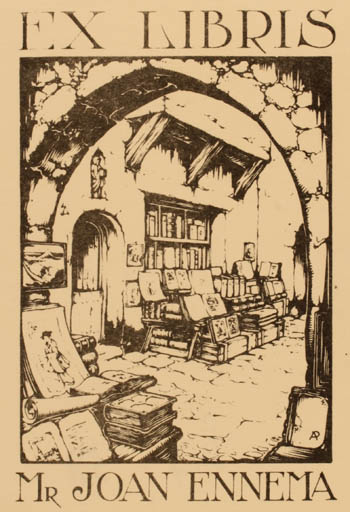 Exlibris by Anton Pieck from Netherland for Joan Ennema - Book City 