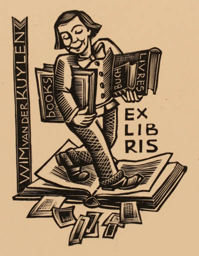 Exlibris by Rose Reinhold from Austria for Wim van der Kuylen - Book Man 