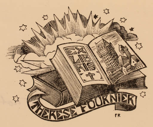 Exlibris by F. Rohner from France for Therese  B. Fournier - Book 