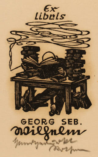 Exlibris by Richard Rother from Germany for Georg Seb. Wilhelm - Book Man 