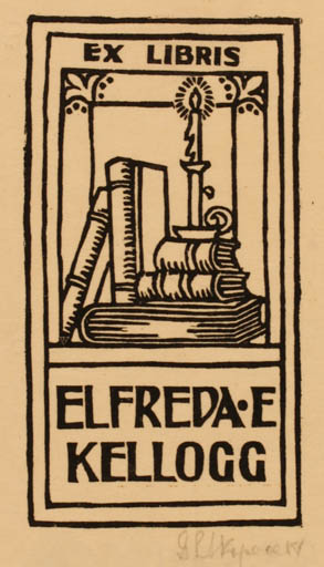 Exlibris by G. R. Skopecek from USA for Elfreda E. Kellogg - Book 