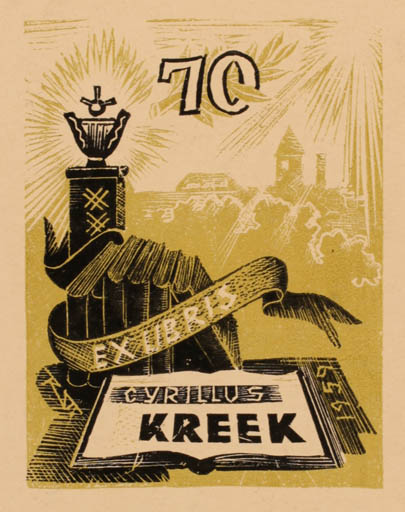 Exlibris by Robert Tamverk from Estonia for Cyrillus Kreek - Book 