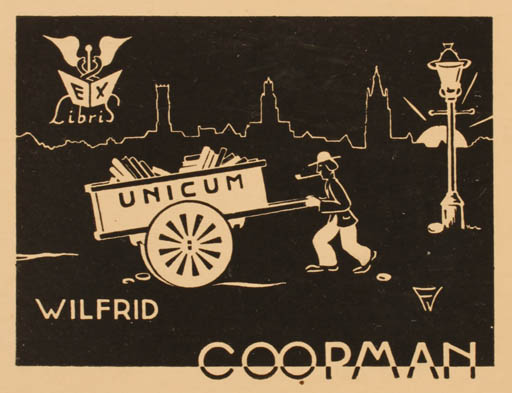 Exlibris by Frans Verstreken from Belgium for Wilfrid Coopman - Book City Man 