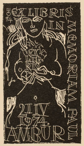 Exlibris by Evald Okas from Estonia for Liiv Ambur - Woman 