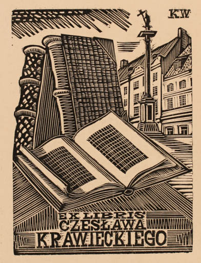 Exlibris by Kasimierz Wisniewsky from Poland for Czeslawa Krawieckiego - Book City 