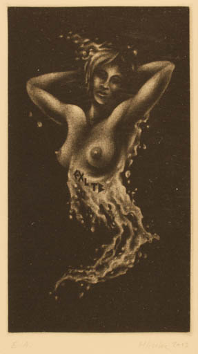 Exlibris by Miroslav Hlinka from Czech Republic for ? T.B: - Woman Nude 