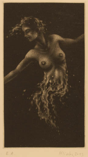 Exlibris by Miroslav Hlinka from Czech Republic for ? V.H. - Woman Nude 