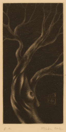 Exlibris by Miroslav Hlinka from Czech Republic for ? Z. J. - Woman Tree 