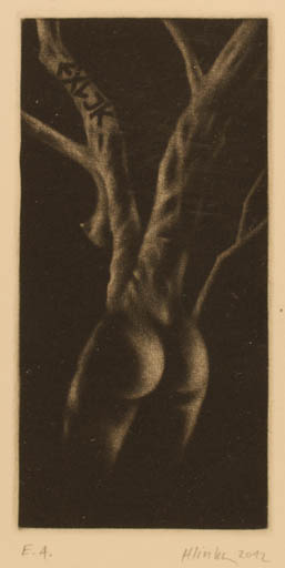 Exlibris by Miroslav Hlinka from Czech Republic for ? J.K. - Woman Nude 