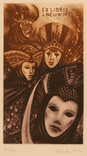 Exlibris by Miroslav Hlinka from Czech Republic for Jiri Neuwirt - Theater/Cirkus 