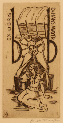 Exlibris by Hans Michael Bungter from Germany for Hans Mayer - Literature 