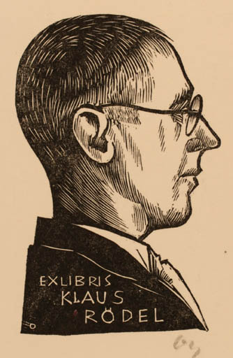 Exlibris by Herbert S. Ott from Germany for Klaus Rödel - Literature Portrait 