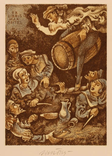 Exlibris by Bohumil Kratky from Czechoslovakia for Max Geitel - Group Literature 