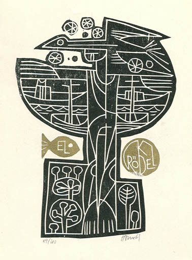 Exlibris by Miroslav Houra from Czechoslovakia for Klaus Rödel - Abstract Maritime 