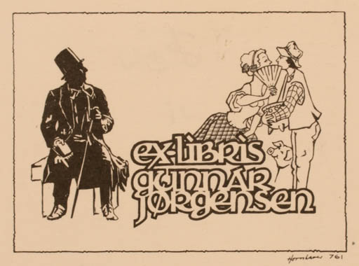 Exlibris by Hans Chr. Hornhaver from Denmark for Gunnar Jørgensen - Fairytale/fable 