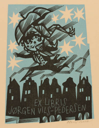 Exlibris by Vojtech Cinybulk from Czechoslovakia for Jørgen Vils Pedersen - Fairytale/fable 