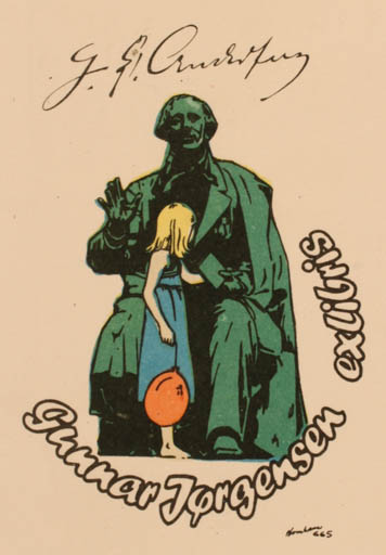 Exlibris by Hans Chr. Hornhaver from Denmark for Gunnar Jørgensen - Child Portrait 