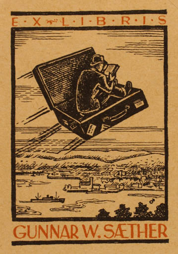 Exlibris by Albert Jaern from Norway for Gunnar W. Sæther - Fairytale/fable Scenery/Landscape 