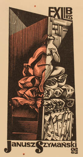 Exlibris by Anatolij Kalaschnikow from Russia for Janusz Szymanski - Fairytale/fable Woman 