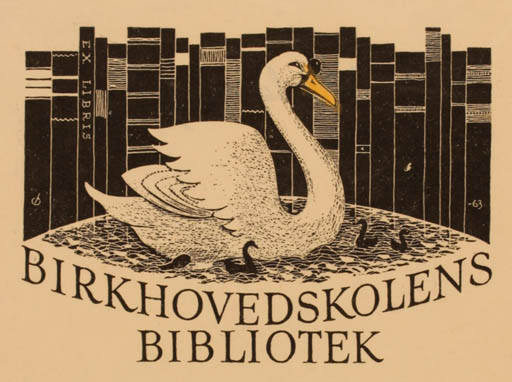Exlibris by Christian Blæsbjerg from Denmark for ? Birkhovedskolens Bibliotek - Fairytale/fable Bird 