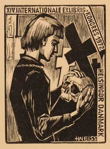 Exlibris by Helfried Weiss from Romania for ? ? - Death Exlibris Congress Literature 